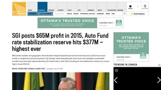 SGI posts $65M profit in 2015, Auto Fund rate stabilization reserve hits ...