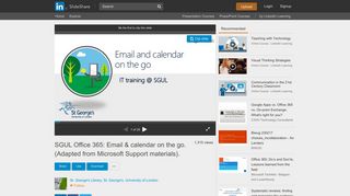 SGUL Office 365: Email & calendar on the go. (Adapted from Microsoft …