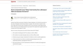 How is Suresh Gyan Vihar University for a distance MBA in human ...