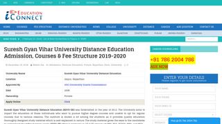 Suresh Gyan Vihar University Distance Education Admission 2019-2020