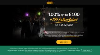 ShadowBet Welcome Bonus - 100% up to £100 + 100 Extra Spins