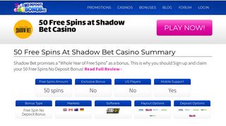 50 Free Spins at Shadow Bet Casino | No Deposit Bonus :No Deposit ...