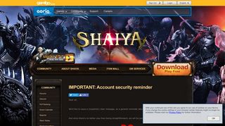 IMPORTANT: Account security reminder - Shaiya - Free MMORPG at ...