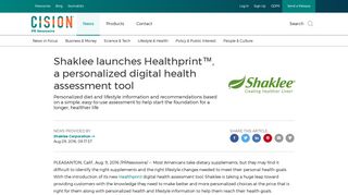Shaklee launches Healthprint™, a personalized digital health ...