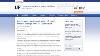 Introducing a new intranet portal: UF Health Bridge / Message from Dr ...