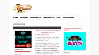 Shanghai Spins Review | 100% Bonus | Mobileslotsites.com