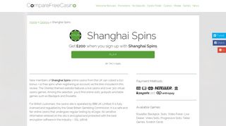 Shanghai Spins - Online Casino UK - Live Casino