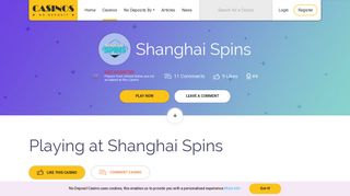 Shanghai Spins has a £10 Sign Up Bonus - No Deposit Casino