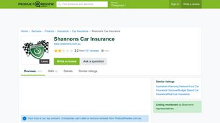 Shannons Car Insurance Reviews - ProductReview.com.au