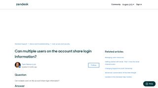 Can multiple users on the account share login information? – Zendesk ...