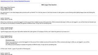NBA League Pass Question - LakersGround.net