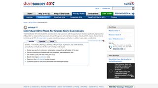 Individual 401(k) plan for self employed from ShareBuilder 401k
