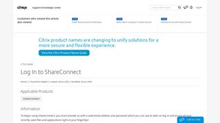 Log In to ShareConnect - Support & Services - Citrix