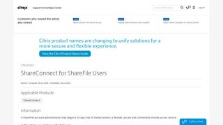 ShareConnect for ShareFile Users - Support & Services - Citrix