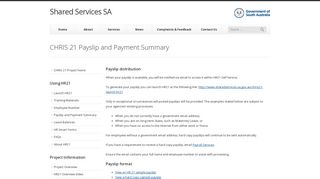 CHRIS 21 Payslip and Payment Summary | Shared Services SA
