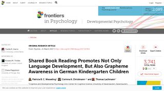 Frontiers | Shared Book Reading Promotes Not Only Language ...