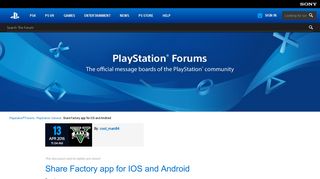 Share Factory app for IOS and Android - PlayStation General