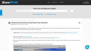 Create Email Accounts that have Your Domain : Sharefaith Support