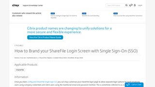 How to Brand your ShareFile Login Screen with Single Sign-On (SSO)