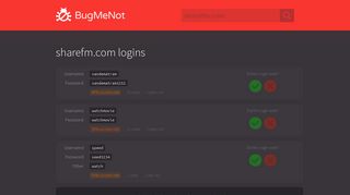 sharefm.com passwords - BugMeNot
