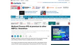 Muthoot Finance IPO at premium to other NBFCs: Sharekhan - The ...