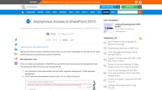 Anonymous Access in SharePoint 2013 - C# Corner
