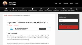 Sign In As Different User In SharePoint 2013