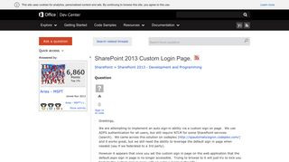 SharePoint 2013 Custom Login Page. - MSDN - Microsoft