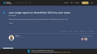 user usage report on SharePoint 2013 by user name - Experts Exchange