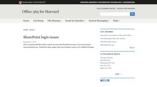 SharePoint login issues | Office 365 for Harvard