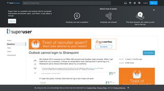 Outlook cannot login to Sharepoint - Super User