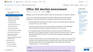 Office 365 dev/test environment | Microsoft Docs