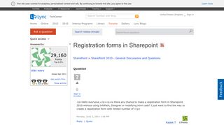 Registration forms in Sharepoint - Microsoft