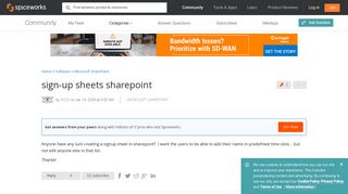 sign-up sheets sharepoint - Spiceworks Community