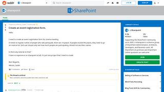 Create an event registration form. : sharepoint - Reddit