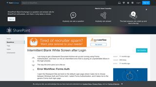 sharepoint enterprise - Intermittent Blank White Screen after ...