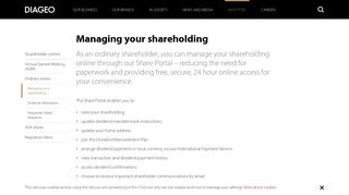 Manage Your Shareholding — Ordinary Shares | Diageo