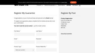 Register My Guarantee - Shark | Innovative Vacuum ... - Sharkclean.eu