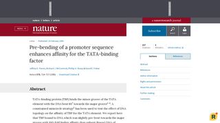Pre-bending of a promoter sequence enhances affinity for the TATA ...