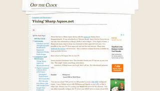 'Fixing' Sharp Aquos.net - Off the Clock