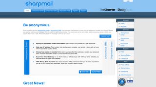 Anonymous Email - Anonymous SMS - Sharpmail.co.uk