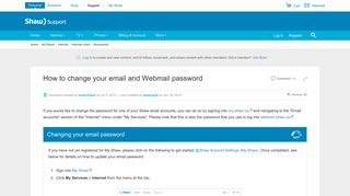 How to change your email and Webmail password | Shaw Support