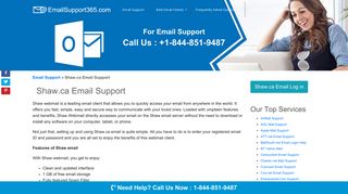 Shaw.Ca Email Support Phone Number 1-844-851-9487 Login Settings