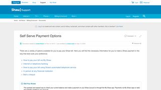 Self Serve Payment Options | Shaw Support - Shaw Communications