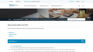 Shaw Direct - Shaw Direct eBill and FAQ