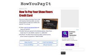 How To Pay Your Shaw Floors Credit Card - HowYouPayIt