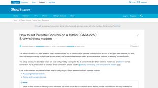 How to set Parental Controls on a Hitron CGNM-2... | Shaw Support