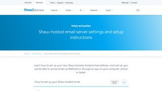 Shaw-hosted email server settings and setup ... - Shaw Business