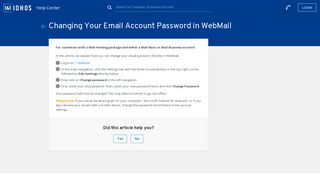 Changing Your Email Account Password in WebMail - 1&1 IONOS Help