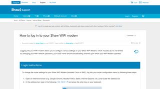 How to log in to your Shaw WiFi modem | Shaw Support